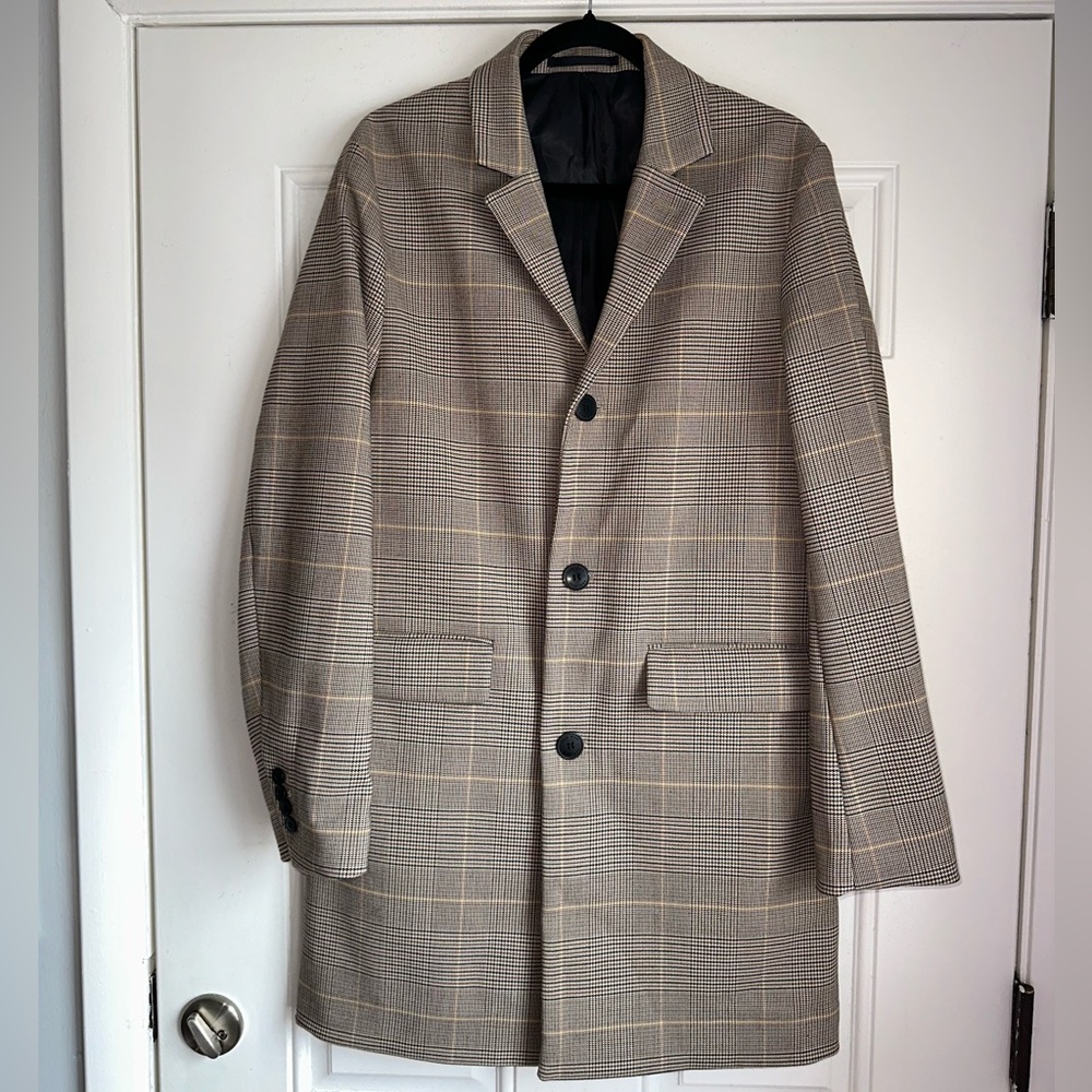 H&M plaid men’s coat overcoat PATTERNED size 38r‎ M medium - Picture 2 of 5